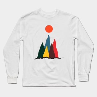 Minimalist Abstract Nature Art #40 Colorful Mountains Long Sleeve T-Shirt